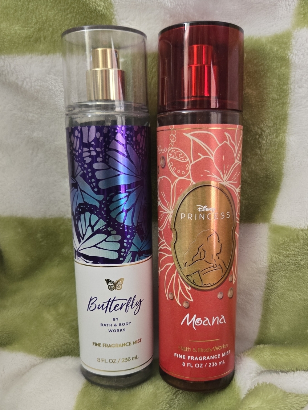 Qty 2 - Bath & Body Works Butterfly (Purple) & Moana (Coral) Fragrance Mist Duo